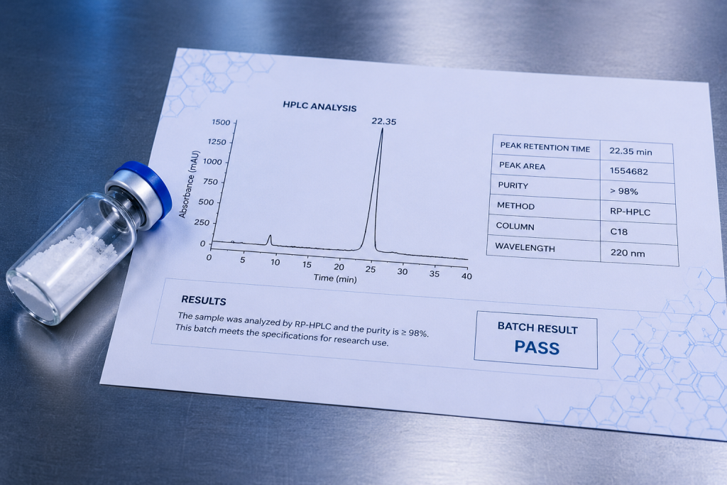 Batch-specific COA for research peptides Canada
