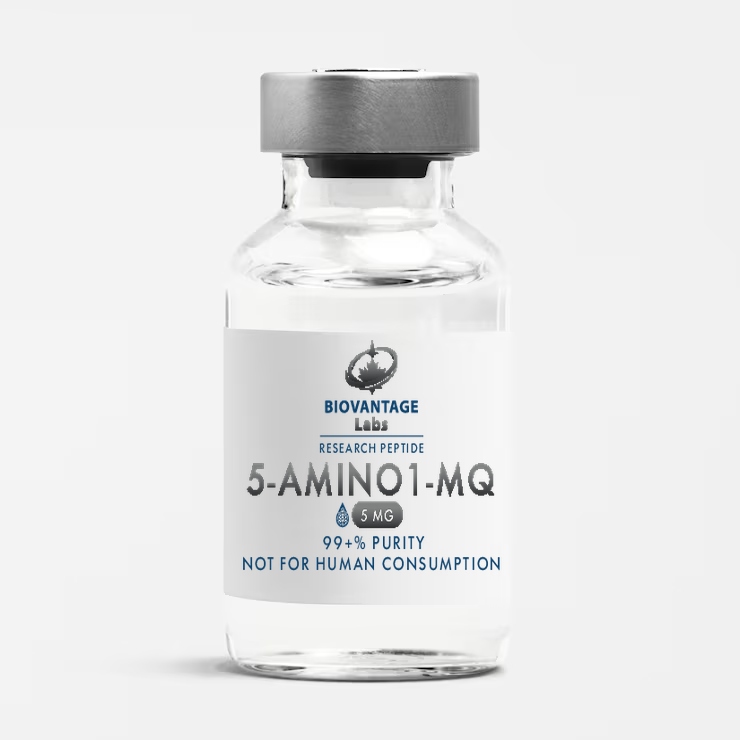 Biovantage Labs 5-Amino-1MQ research compound vial, 99+% purity, lyophilized, Canada