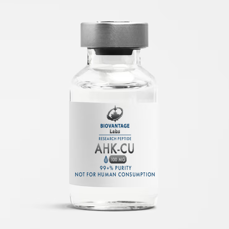 Biovantage Labs AHK-Cu copper tripeptide research peptide vial, 99+% purity, lyophilized, Canada
