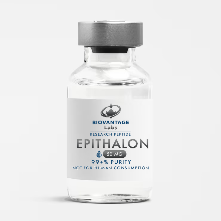 Biovantage Labs Epithalon 50mg research peptide vial, 99+% purity, lyophilized, Canada