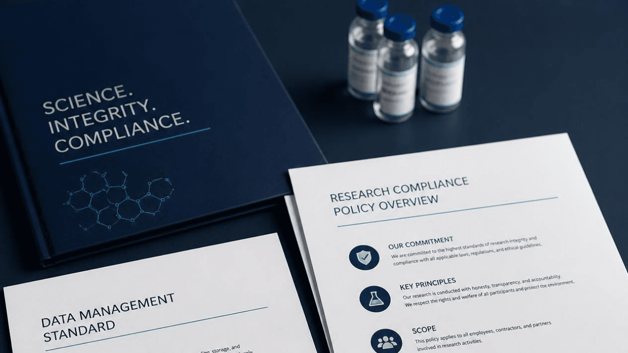 compliance documents and laboratory vials